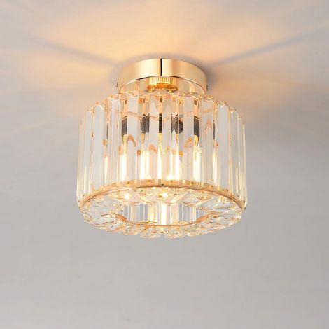 Plafonnier Led en Cristal Doré, E27 Lustre Couloir Moderne, Luminaire Plafonnier Cuisine Ø215mm, Lustre Salle à Manger, Petite Chambre (1/5)