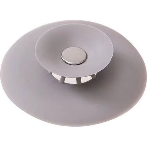 Tappo di scarico/raccogli-capelli, in silicone, grigio, 10 cm, raccogli-capelli anti-intasamento per scarichi di vasche da bagno e docce (1/4)