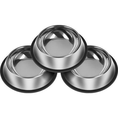 Set de 3 gamelles inoxydables pour chien – bols antidérapants pour nourriture et eau, 13 oz chacun – compatibles lave-vaisselle, récipients métalliques résistants à la rouille (1/5)
