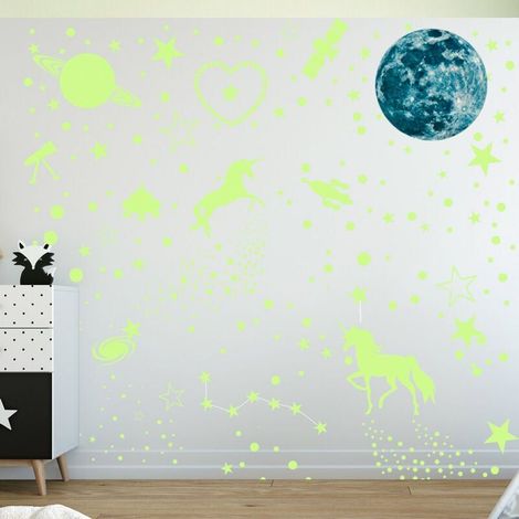 Im Dunkeln leuchtende Sternenhimmel-Deckenaufkleber, fluoreszierende Aufkleber, Dekorationen für Kinderzimmer (1/5)