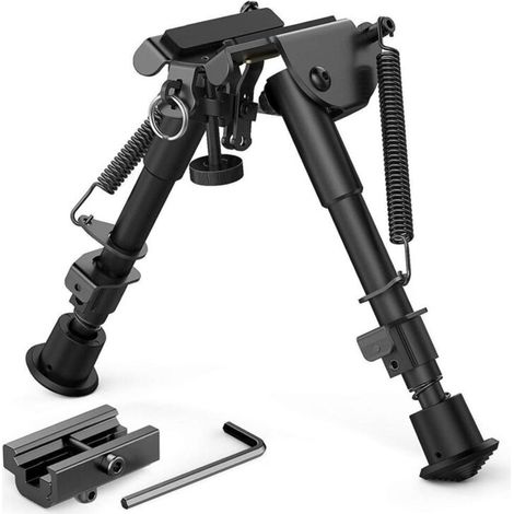Repose-jambes tactique Elite Shooter's Choice, en aluminium anodisé noir antirouille, avec longueur de jambe réglable pour une stabilité optimale (6-9 pouces) [BR] (1/5)