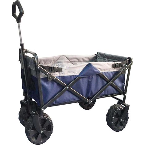 Carrello trolley pieghevole blu da spiaggia con struttura in acciaio
