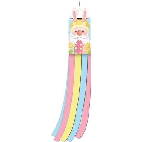 Windsock - Easter Bunny Gnome Chick Egg Decor - Outdoor Hanging Ornament For Yard Porch Garden - Spring Festival Decoration - 4 Pieces