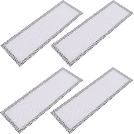 Lot de 4 grilles d'aération sol plafond PVC aimantées maille fine filtre anti-poussière poils animaux miettes nourriture chat 102x305mm blanc (1/5)