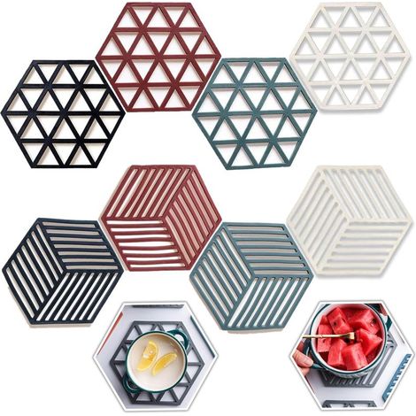 Beyamis Dessous plat hexagonaux lot8 - PP antidérapant triangle losange (1/5)