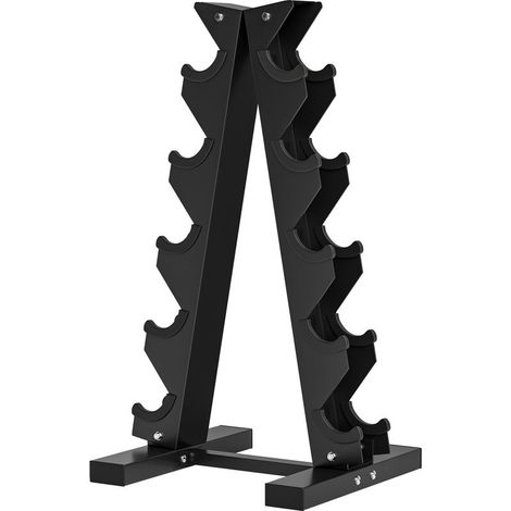 Support d\'haltères à 5 niveaux stockage d\'haltères en acier pour musculation Charge 100 kg 35x33x66 cm Noir (1/5)