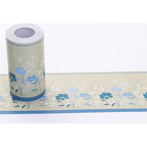 Frises Papier Peint Fleurs bleues 10 X 1000CM Moulure Murale Autocollant Murals Adhesif Murale Plinthe Adhesive PVC