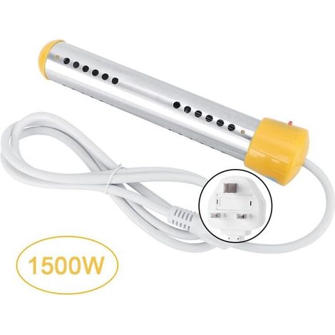 Calentador de agua eléctrico de inmersión de 1,5 m y 1500 W, antiescaldaduras, para viaje, 220 V, Reino Unido (1/5)