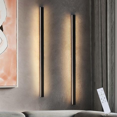 Apliques de pared LED GBLY Lote de 2 para interiores - Moderno para pasillo, alto, bajo, lámpara de salón, lámpara de cama negra, iluminación de pared, Dimmable, 100cm