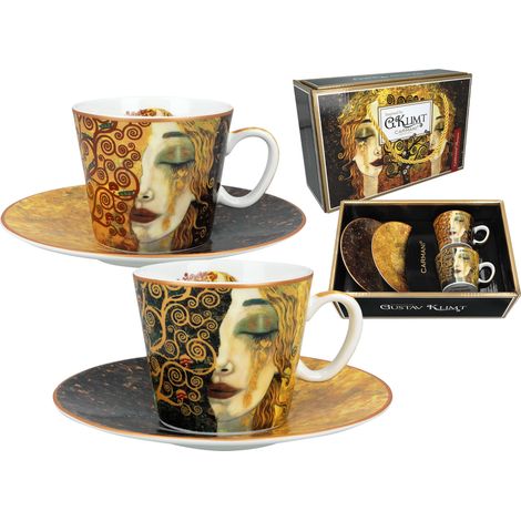 Set di 2 tazzine da caffè espresso Gustav Klimt lacrime dorate in porcellana, idea regalo (1/5)