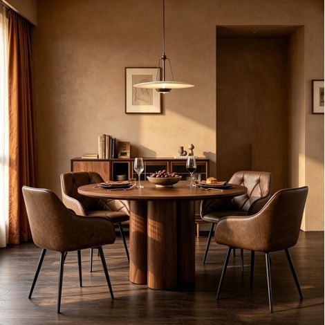 Juego de 2 sillas de comedor, asiento acolchado, tapizado en polipiel marrón oscuro, patas de metal (1/5)