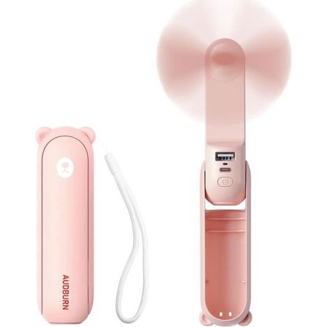 Ventilateur portatif - 3 en 1 - Rechargeable par USB - Couleur blanche - Compact (1/4)
