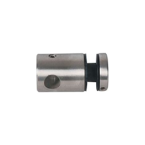 Deco Fer Forge – Connecteur rond inox 316 pour barres ø10mm – Fixation plexi 8mm – Montage avant garde-corps – 30mm x 19.5mm