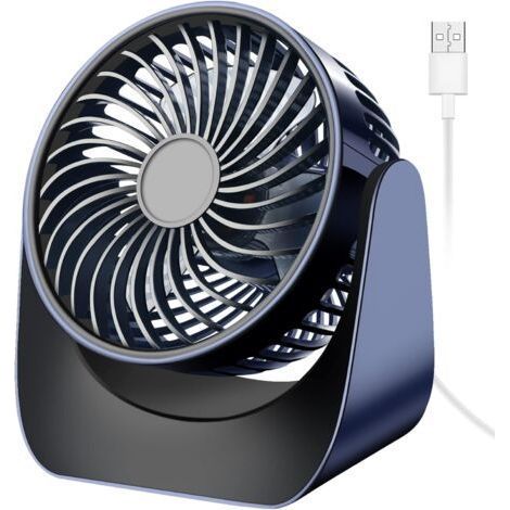 Leiser USB-Ventilator, Mini-Tischventilator mit 3 Geschwindigkeitsstufen, 360°-Drehung, kleiner tragbarer Tischventilator (Marineblau) (1/5)