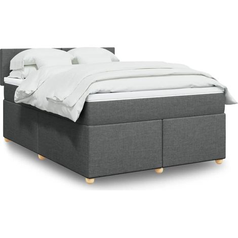 Boxspringbett mit Matratze Dunkelgrau 160x200 cm Stoff