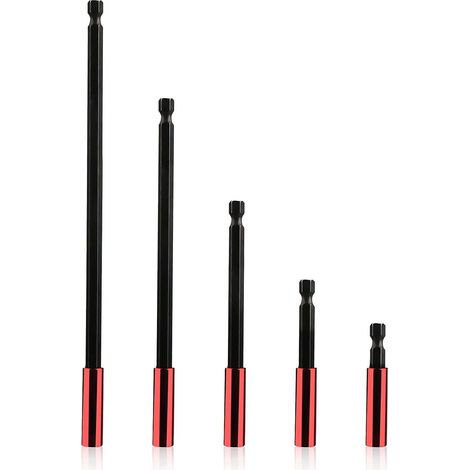 5PCS Porte Embout Visseuse Magnétique 1/4" Tige Hexagonale Rallonge Embout Visseuse 50/60/ 100/150/ 300 mm pour Perceuses électrique Tournevis, Visseuseet Clé à Choc (1/5)