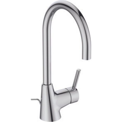 Ideal Standard Grifo de lavabo Ceraline, con caño alto, con vaciador, saliente 160mm, cromo, BC195AA