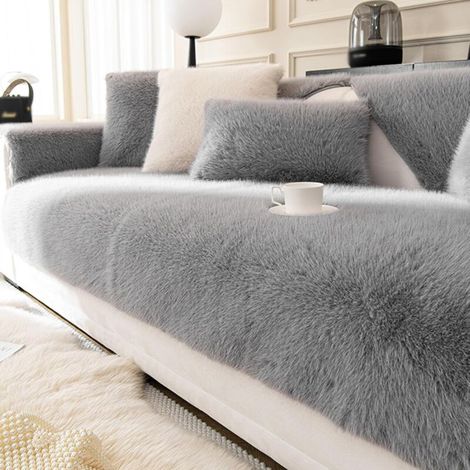 Coussins d'hiver moelleux pour canapé - adaptés à tous types de housses de canapé - gris foncé, 70 x 90 cm (1/4)