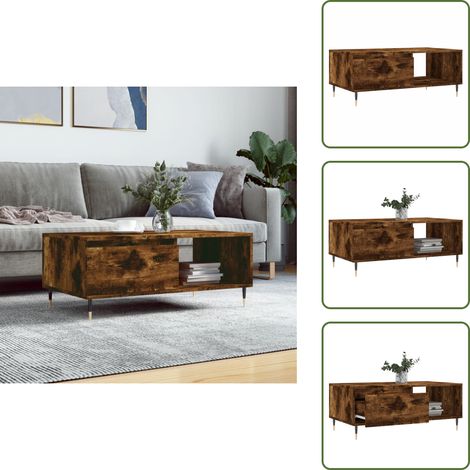 The Living Store Couchtisch Räuchereiche 90x50x36,5 cm Holzwerkstoff - Couchtisch - Wohnzimmerstil - Holzmöbel - Rauchereiche Möbel - TV Stand (1/5)