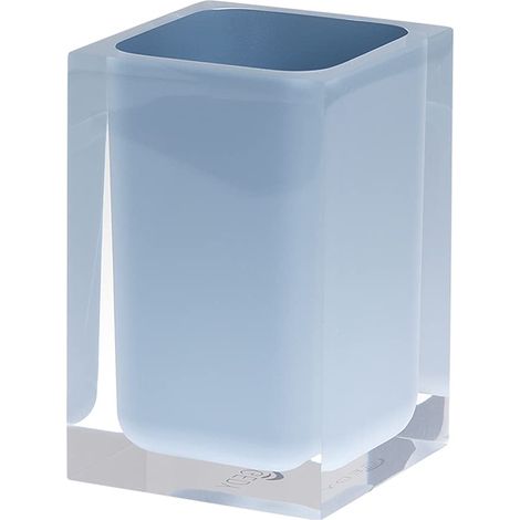 Porte-Brosse à Dents Bleu Ciel, Dimensions et Poids : 11 x 7,2 x 7,2 cm et 0,29 kg, Porte-Brosse à Dents en résine Transparente, Design R (1/5)