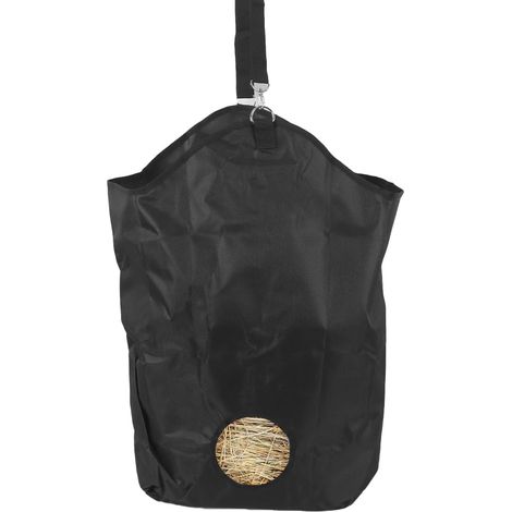 Mangeoire à foin et sacs à foin pour chèvres, chevaux et moutons avec ouverture réglable - Noir (1/5)