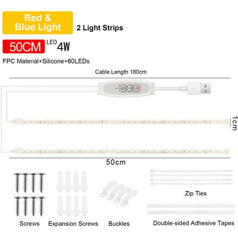 Les plantes d'intérieur poussent des bandes lumineuses Lampe LED rouge bleu pour supplément succulent hydroponique 4 niveaux à intensité variable avec cycle de 24 heures Synchronisation intelligente U (1/5)
