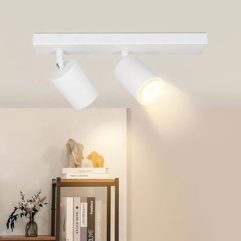 LED plafonnier blanc plafonnier: plafonnier GU10 projecteurs 2 flammes 350° projecteur de plafond rotatif lampe de couloir moderne projecteur mural industriel (1/5)