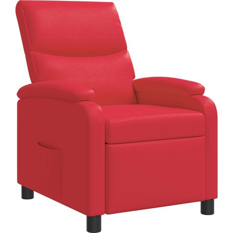 Recliner Red Faux Leather vidaXL