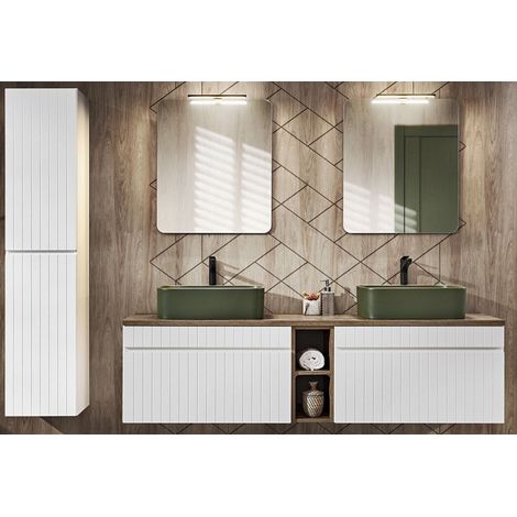 Ensembles meubles vasques + 7 éléments - 180 cm - Emblematic White - Livraison gratuite