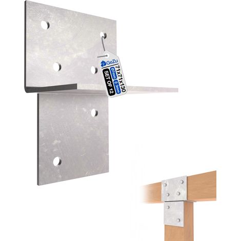 Lot de 12 Pièce de connexion en T pour bois 71 x 71 mm – Galvanisée à chaud – Support de connexion murale et de poteau – Structures en bois – GeZu Impex
