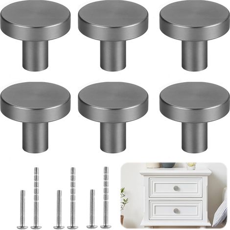 6 Pièces Poignée Meuble Gris Bouton de Porte Bouton Tiroir Metal (1/5)