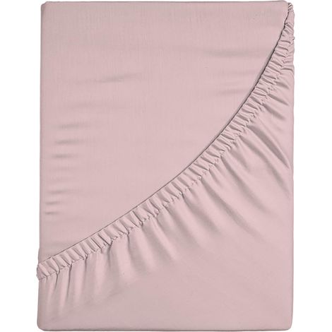 Lenzuolo Sotto Con Angoli Per Letto Matrimoniale, Lenzuolo Sotto Con Angoli Tinta Unita, Elasticizzato sui 4 Lati, 100% Jersey di Cotone, 170/180x190/200 cm, Rosa (1/4)