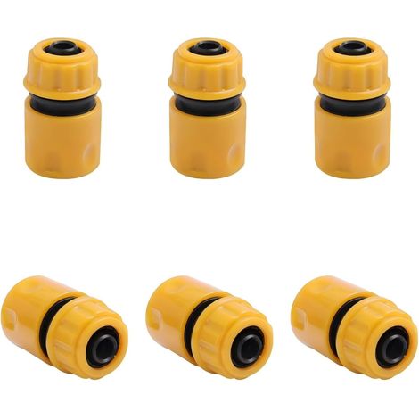 Kit de réparation de tuyau d'arrosage 6 pièces de 1/2 pouce, raccords rapides en plastique ABS jaune (1/5)