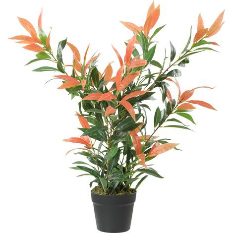 Photinia artificiale da 90 cm, 300 foglie, rami regolabili, 45 x 45 x 90 cm, rossa e verde (1/5)