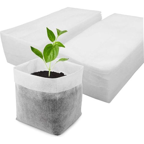 100Sacs de Jardinage Sacs de pépinière biodégradables en Tissu Non tissé Respirants et perméables pour Le Jardinage (Petit Format). (1/5)