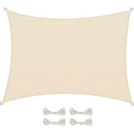 Voile d'ombrage en chanvre rectangulaire - 2 x 3 m - Beige (1/5)
