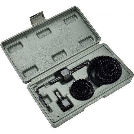 11-teiliges Lochsägen-Set, 19–64 mm, Bohrer aus Kohlenstoffstahl für Gipskartonplatten, Schwarz (1/4)