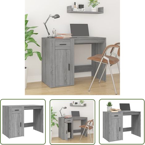 The Living Store Schreibtisch Grau Sonoma 100x49x75 cm Holzwerkstoff - Bürostuhl - Schreibtisch Grau - Home Office - Holzwerkstoffmöbel - Moderner Schreibtisch (1/5)
