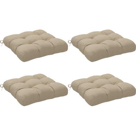 Lot de 4 coussins extérieurs capitonnés pour chaise de jardin, rembourrage 10 cm avec attaches, 48 x 48 cm, kaki (1/5)