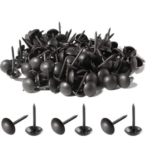200 chinchetas de tapicería negras de metal antiguo, chinchetas de cabeza redonda para muebles tapizados, tablero de corcho, bricolaje, 7 x 13 mm (1/5)
