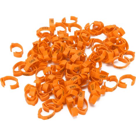 Anneaux de pied de volaille, 100 pièces, boucle d'identification avec numéros pour poulet, canard, oiseau, Orange