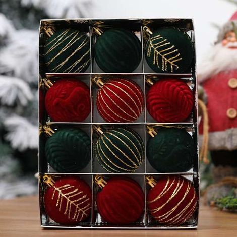 1 lot Spécifications : Boule de Noël blanche creuse floquée Couleur : Voir photo Matière : Boule de Noël en plastique rouge