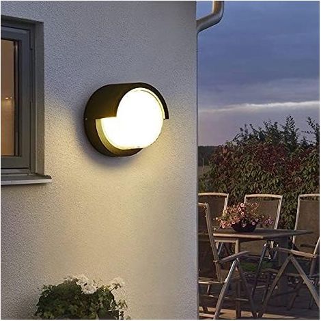 Applique murale LED ronde de 10 watts, Éclairage Mural Etanche 3000K blanc chaud,Noir (1/5)