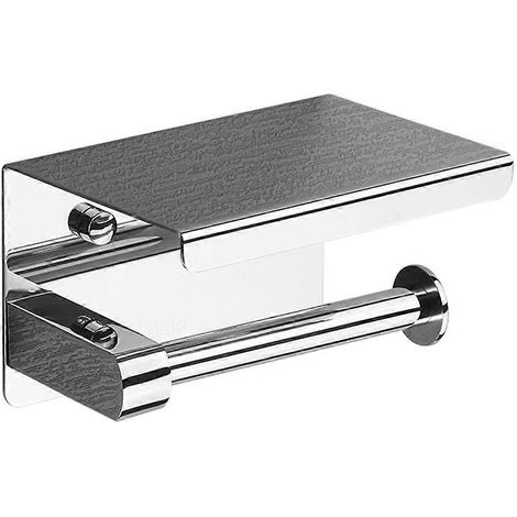 Porte-papier toilette en acier inoxydable 304 avec étagère pour téléphone, distributeur de papier toilette pour salle de bain (1/5)