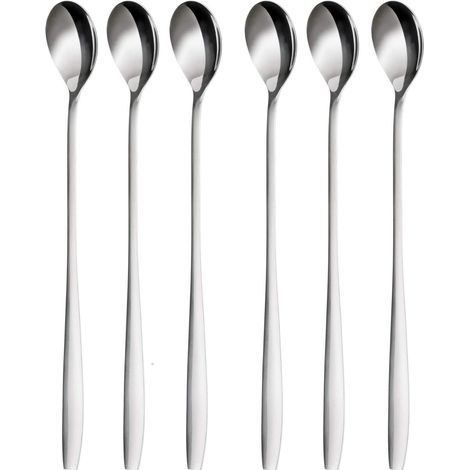 Ensemble cuillère à latte, cuillère à glace avec manche de 19 cm, acier inoxydable (1/2)
