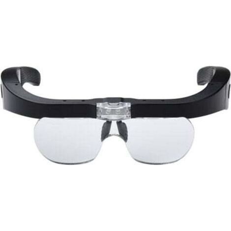 Lunettes Loupe avec 2 Lumières LED, Frontale Grossissantes Casque Loupe Mains Libres pour Couture, Lecture Réparations, Bijoux, Montres et Artisanat, 4 Lentilles Détachables (1/4)