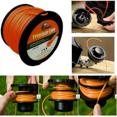FILO PER DECESPUGLIATORE TONDO 4mm bobina 100mt taglaerba cavo matassa ROSSO (1/4)