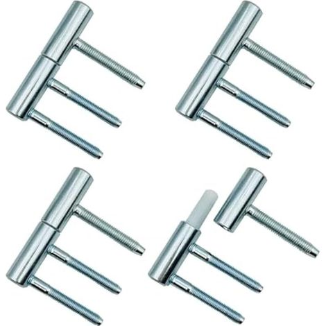 Charnière de Porte Ø 15x80mm Paumelles Percée en Acier Charnières Amovibles pour Cadres de Portes Intérieures et en Bois à Feuillure 4 Pièces