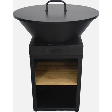 Braciere barbecue con vano portalegna e coperchio, Ø81,5cm