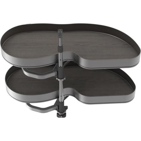 Emuca Sistema de rincón extraíble Lake Harmony para mueble de cocina, Derecha, Altura regulable, Acero y Madera, Gris antracita -